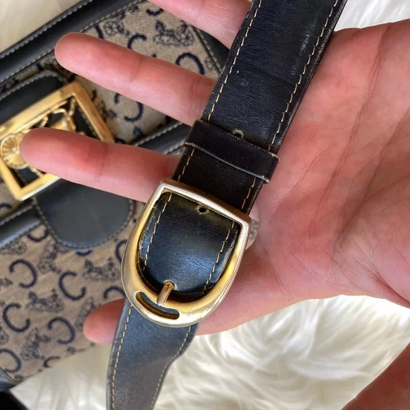 Authentic vintage Celine black macadam house carriage shoulder bag - Picture 2 of 13